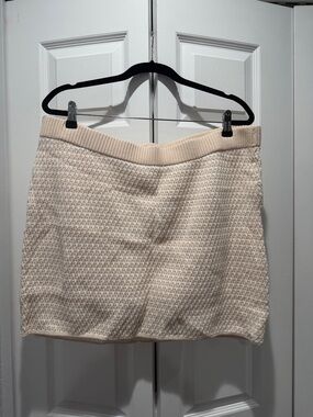 Cream Textured Knit Skirt